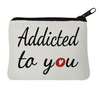 Addicted to You - Monedero de neopreno con diseño de corazón de San Valentín, color rojo, 10 x 11 cm, color blanco, White, Talla única