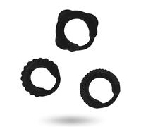 Addicted Toys 3 Anillos De Pene Flexible Negro