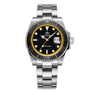 ADDIESDIVE Reloj analógico de cuarzo para hombre de 41 mm, luminoso, 200 m, resistente al agua, bisel giratorio, esfera fácil de leer con correa de goma suave y transpirable AD2040, amarillo, negro