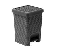 Addis Cubo de Basura Cuadrado baño Efecto ratán, 6 litros, Color carbón, Gris Oscuro, Pedal Bin