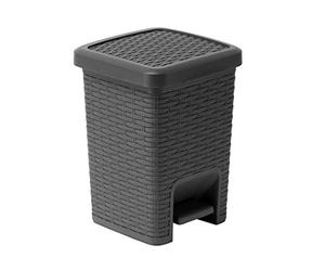 Addis 518144 - Cubo de Basura Cuadrado con Pedal de baño con Efecto ratán, 6 litros, Cubo de Basura con Pedal de carbón