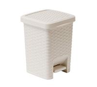 Addis 518145 Cubo de Basura Cuadrado con Pedal de baño Efecto ratán, 6 litros, Crema, Lino Calico