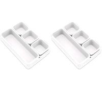 Addis 8 bandejas de almacenamiento de plástico para cajones entrelazados, para cocina, oficina, escritorio, maquillaje, ropa, joyería, manualidades, baño, organización, color blanco (Paquete de 2)