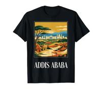 Addis Abeba Etiopía Vintage Retro Landmark Travel Design Camiseta