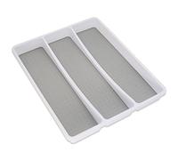 Addis Bandeja organizadora de cubiertos con 3 compartimentos de tacto suave, color blanco y gris, 3 secciones