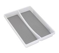 Addis Bandeja organizadora de cubiertos grande con 2 compartimentos dobles de tacto suave, color blanco y gris, 2 secciones