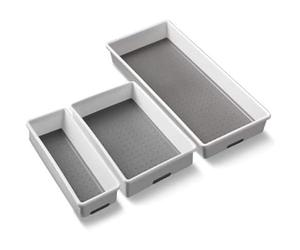 Addis Cajas organizadoras de cajones, de la Marca, Base Suave, plástico, White/Grey, 18 x 40 x 7.5 cm