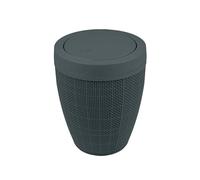 Addis Cubo de basura de plástico con tapa oscilante redonda de arpillera sintética, para baño, dormitorio, oficina en casa, 5 litros de capacidad, color gris oscuro