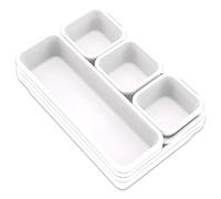 Addis Organizador de cajones entrelazados de plástico para cocina, oficina, escritorio, maquillaje, ropa, joyas, manualidades, baño, 8 unidades, color blanco