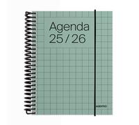 ADDITIO - Agenda escolar 2025-26 |Universal | Día página | De septiembre 2025 a agosto 2026 | 12,5x17 cm | Cierre con goma elástica | Porta-bolígrafos | Adhesivos | Catalán | Verde