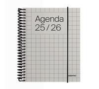 ADDITIO - Agenda escolar 2025-26 |Universal | Día página | De septiembre 2025 a agosto 2026 | 12,5x17 cm | Cierre con goma elástica | Porta-bolígrafos | Adhesivos | Español | Blanco Roto