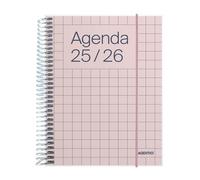 ADDITIO - Agenda escolar 2025-26 |Universal | Día página | De septiembre 2025 a agosto 2026 | 12,5x17 cm | Cierre con goma elástica | Porta-bolígrafos | Adhesivos | Catalán | Rosa