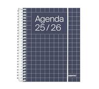 ADDITIO - Agenda escolar 2025-26 |Universal | Día página | De septiembre 2025 a agosto 2026 | 12,5x17 cm | Cierre con goma elástica | Porta-bolígrafos | Adhesivos | Español | Azul
