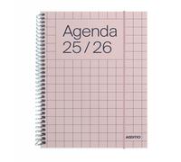 ADDITIO - Agenda escolar 2025-26 | Universal | Semana vista | De septiembre 2025 a julio 2026 | 12,5 x 17 cm | Cierre goma elástica | Porta-bolígrafos | Adhesivos | Español | Rosa