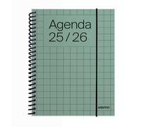 ADDITIO - Agenda escolar 2025-26 | Universal | Semana vista | De septiembre 2025 a julio 2026 | 12,5 x 17 cm | Cierre goma elástica | Porta-bolígrafos | Adhesivos | Español | Verde