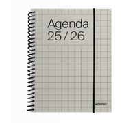 ADDITIO - Agenda escolar 2025-26 | Universal | Semana vista | De septiembre 2025 a julio 2026 | 12,5 x 17 cm | Cierre goma elástica | Porta-bolígrafos | Adhesivos | Español | Blanco Roto