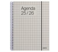 ADDITIO - Agenda escolar 2025-26 | Universal | Semana vista |De septiembre 2025 a julio 2026 | 16,5 x 21,5 cm | Goma elástica | Porta-bolígrafos | Adhesivos | Catalán | Blanco Roto