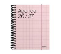 ADDITIO - Agenda escolar 2026-27 |Universal | Día página | De septiembre 2026 a agosto 2027 | 12,5x17 cm | Cierre con goma elástica | Porta-bolígrafos | Adhesivos | Catalán | Rosa