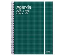 ADDITIO - Agenda escolar 2026-27 | Universal | Semana vista |De septiembre 2025 a julio 2026 | 16,5 x 21,5 cm | Goma elástica | Porta-bolígrafos | Adhesivos | Español | Verde