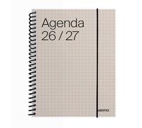 ADDITIO - Agenda escolar 2026-27 | Universal | Semana vista | De septiembre 2026 a julio 2027 | 12,5 x 17 cm | Cierre goma elástica | Porta-bolígrafos | Adhesivos | Español | Beige