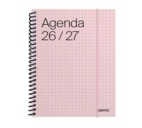ADDITIO - Agenda escolar 2026-27 | Universal | Semana vista | De septiembre 2026 a julio 2027 | 12,5 x 17 cm | Cierre goma elástica | Porta-bolígrafos | Adhesivos | Español | Rosa