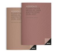 ADDITIO - Agenda G para el profesorado | Planificador mensual | 16 meses | Anotaciones | Tamaño 19,5 x 28,5 cm. | Catalán | Marrón Claro | Terracota