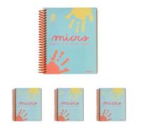 ADDITIO - Agenda infantil de 0 a 3 años | Micro | Día Página | No tiene caducidad I Tamaño 13,5 x 16,5 cm | Español | Papel ecológico | Espiral | Azul (Paquete de 4)