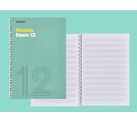 ADDITIO Cuaderno de música SPRING diseñado para diferentes edades y ritmos de aprendizaje | 12 pentagramas de 9 mm por página | Tamaño A4 | Papel ecológico | 40 páginas | Espiral | Color Azul Claro