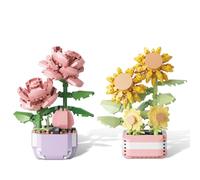 ADDLIVE 2 Piezas Bloques de construcción de Las Plantas, Ramo de Flores con Bloques de construcción, Flores Artificiales, Juguete deConstrucción, Ramo deFlores Artificiales para Niñas