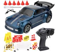 ADDLIVE Coche Teledirigido, 1:64 RC Drift Car, 4WD 2.4GHz Coche Drift Teledirigido con luz LED, Mango de Control Remoto, Destornillador y 20 Bloques de Carretera, Coche Electrico para Niños