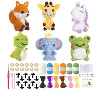 ADDLIVE Kit de Ganchillo para Principiantes, 6 Piezas Crochet Kit Principiantes Animales con Tutoriales en Video Paso a Pas, Perfecto para DIY y Tejido a Mano