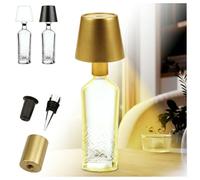 AddLiving Bottle Light V2442 - Lámpara LED de mesa regulable sin cables, 3 colores de luz, función táctil, IP44 para exterior e interior, carcasa de metal, funciona con batería