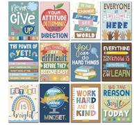 Adduster Paquete de 12 pósteres inspiradores para aula, citas inspiradoras de escuela secundaria y secundaria, mentalidad de crecimiento, afirmaciones positivas para tablones de anuncios y