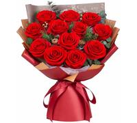 ADDWel Ramo de Flores con 12 Rosas Eternas Regalo para Día de la Madre y el Sant Jordi, Ramo de Rosa Eterna Natural Preservada, Regalos Originales para Mujer Novia Esposa o Mamá Cumpleaños Aniversario