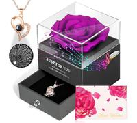 ADDWel Regalos Originales para Mujeres, Rosa Eterna Natural Preservada con Collar en Caja de Música, Regalo Aniversario Mujer, Regalos para Novia o Mama Rosas Preservadas para Cumpleaños San Valentin