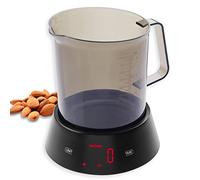 ADE Báscula de vaso de medida KE1824 Rebecca, Vaso de medida con estación de pesaje, 1 litro de capacidad, 3 kg de carga máxima, tara automática, pantalla LED, policarbonato, Marrón