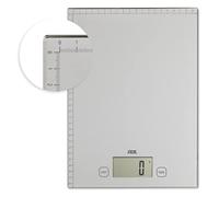 ADE Báscula digital de paquetes de letras KE 1700 Bridget. Postal electrónica, con superficie de pesaje XXL y medida en centímetros. Pesa hasta 20 kg con precisión de gramos. Batería incluida. Plata