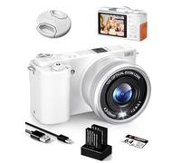 Ade Cámara Digital, 4K 64MP Cámara de Fotos con Sensor CMOS y Zoom óptico de 12x, Cámara compacta para Fotos con Pantalla de 2,8", WiFi/HDMI, Tarjeta de 64 GB, 2 baterías y Cargador (Blanco)