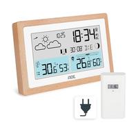 ADE Estación meteorológica digital con sensor exterior | Temperatura interior y exterior | Higrómetro, barómetro, pronóstico meteorológico | Consejos de ventilación | Radio despertador | Iluminación |