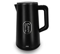 ADE Hervidor de agua con ajuste de temperatura | cuerpo de acero inoxidable | capacidad de 1,5 l | selección e indicador de temperatura | hervidor de té sin BPA | Negro