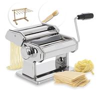 ADE Máquina para hacer pasta fresca | 7 espesores de masa para lasaña espaguetis fettucine | con extras: secador de pasta y cepillo de limpieza | pastamaker de acero inoxidable