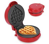 ADE Mini gofrera forma corazón | Maquina para gofre belga | perfecto para una persona, fiesta, fiesta de cumpleaños infantil | revestimiento antiadherente | 550 W | rojo