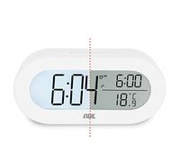 ADE Reloj Despertador Digital con indicación de la Temperatura CK2134: termómetro con dígitos Grandes, Blanco, sin tictac, inalámbrico, Funciona con Pilas, 12/24 Horas, 141x30x69 mm