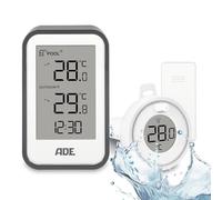 ADE Termómetro digital acuario de piscina | termómetro de piscina flotante | para bañera de hidromasaje, bañera, estanque | termómetro de agua con sensor exterior | incl. Pilas