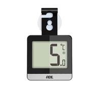ADE Termómetro digital para frigoríficos WS 1832 (termómetro para ahorrar espacio con pantalla grande, termómetro de ambiente frigorífico-congelador para colocar/colgar con imán, ventosa) negro