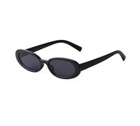 ADE WU Gafas de sol ovaladas retro de los años 90, vintage, estrechas, pequeñas, ovaladas, montura de carey negra, Negro/Gris, Small