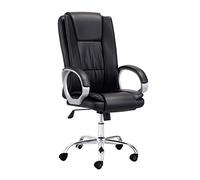 Adec Group Atlas, Sillón Giratorio de Oficina o Despacho, Silla Giratoria de Escritorio con Brazos, Acabado en Símil Piel Color Negro, Medidas: 66 cm (Ancho) x 66 cm (Fondo) x 93-107 cm (Alto)