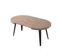 Berg, Mesa de Comedor Redonda Extensible, Mesa 2 Tramos, Acabado en Roble Honey y Negro, Medidas: 120-160-200 cm (Largo) x 120 cm (Ancho) x 76 cm (Alto)