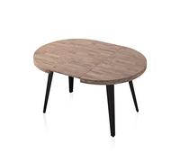 Berg, Mesa de Comedor Redonda Extensible, Mesa 2 Tramos, Acabado en Roble Honey y Negro, Medidas: 100-140 - 180 cm (Largo) x 100 cm (Ancho) x 78 cm (Alto)