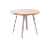 Adec Group Berg, Mesa Redonda de Comedor, Mesa Fija, Acabado en Roble y Blanco, Medidas: 100 cm (Largo) x 100 cm (Ancho) x 76 cm (Alto)